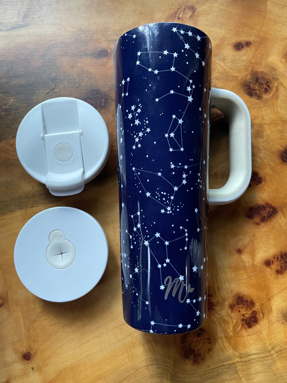 Mermaid Straw 30oz Constellations Print Tumbler with two lid options